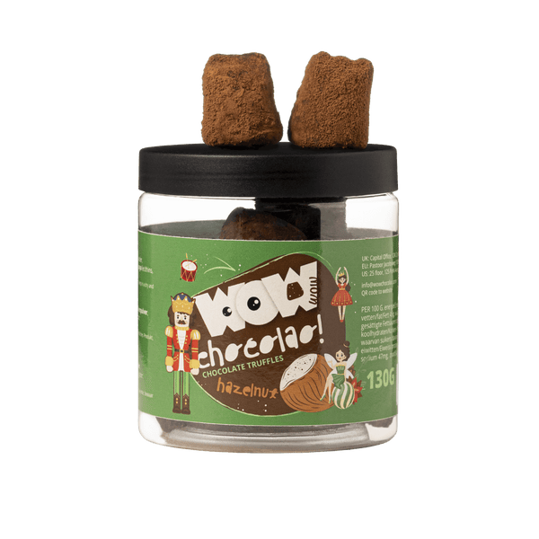 Barattolo regalo di tartufi di Natale alla nocciola 130g | Cioccolato festivo alla frutta secca
