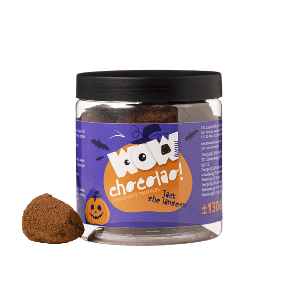 Barattolo regalo di tartufi al cioccolato alla torta di zucca Jack The Lantern 130g | Cioccolato di Halloween
