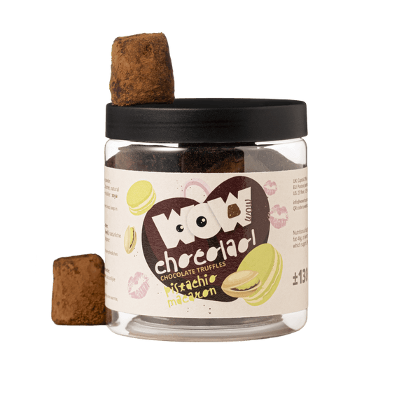 Trufle czekoladowe Pistachio Macaron – 130 g, walentynkowy słoik prezentowy