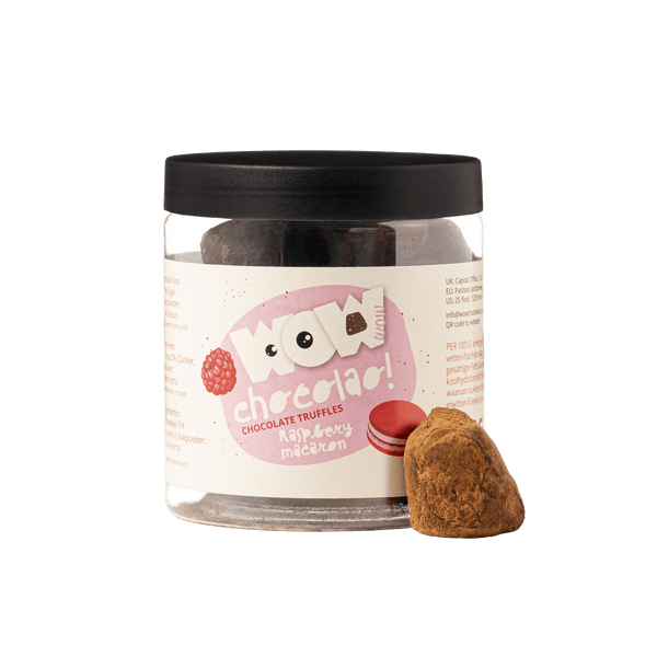 Vadelma macaron suklaa tryffelit lahjapurkki 130g | Marjainen ylellinen suklaa
