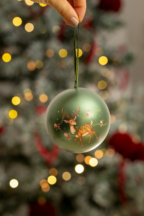 Reindeer & Elves Christmas Bauble Filled with Crunchy Truffle Pops 100g - WOW Chocolao!